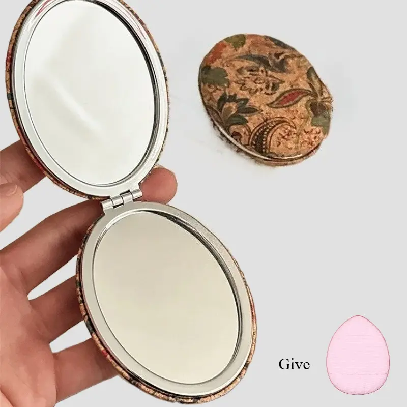 Vintage Style Portable Small Mirror, Desktop Foldable Dual-Sided Mirror, Creative High-End Simple Travel Folding Makeup Mirror, Double Sided Mirror, Cosmetic Mirror for Women