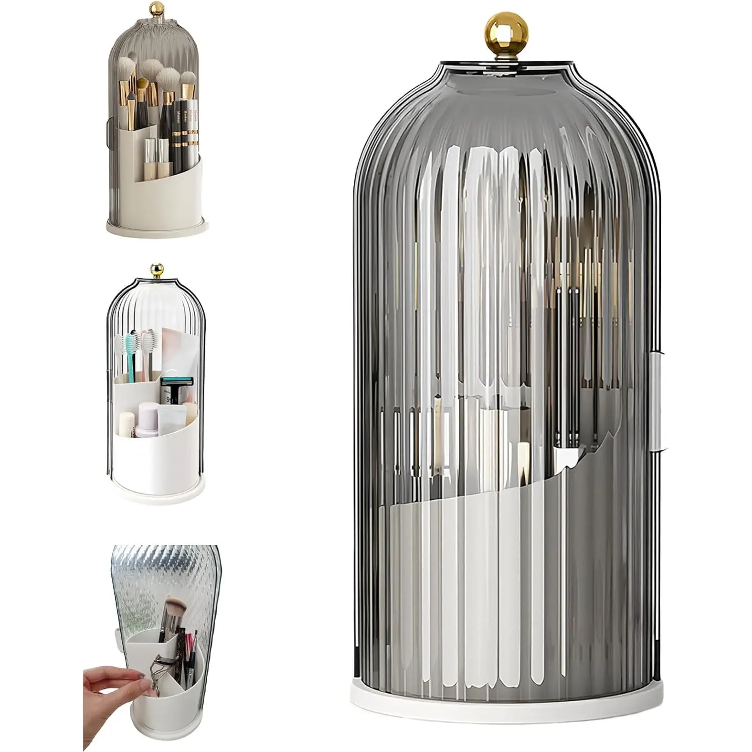 Concealed Toothbrush Holder, Rotating Bathroom Organizer Countertop, Toothbrush Holders with Cover, Bathroom Counter Organizer with Covered Makeup Brush Ho 2026 new