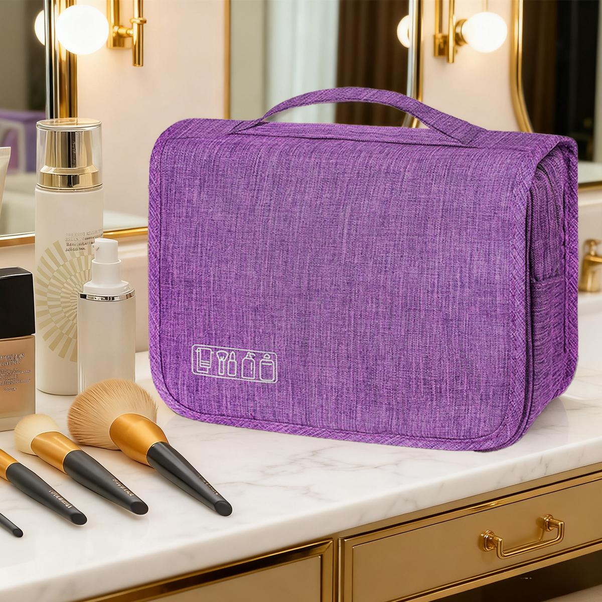 Waterproof Foldable Toiletry Bag, 1-Count Multifunctional Travel Cosmetic Organizer, Large-Capacity Portable Hanging Toiletry Bag for Business Trips, Vacations, Gym and Camping, Multifunctional Toiletry Bag