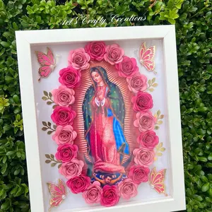 Virgin of Guadalupe/Virgencita Floral Shadow Box-8x10”