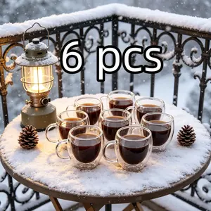 A set of 6 double-walled espresso cups (80ml each), perfect for small kitchens and office coffee corners.