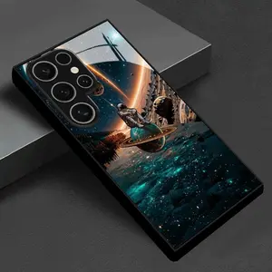 Phone Case - Tempered Glass Phone Case Featuring an Astronaut on a Planet, Compatible with Samsung Galaxy S26 S25 S24 S23 S22Pro S21 S20 Fe Plus Ultra Pro A56 A55 A54 A53 A52 A51 A36 A35 A34 A32 A26 A25 A24 A23 A16 A15 A14 A06 A05 A03s