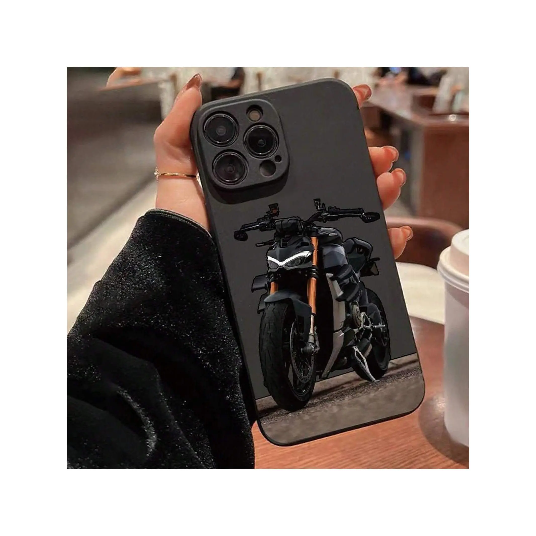 Motorcycle Pattern Phone Case, 1 Count TPU Anti-Drop Cellphone Protective Case, Total Protective Shockproof Mobile Phone Cover For  16 15 14 13 12 11 Pro Max Suitable For Apple  17 Air