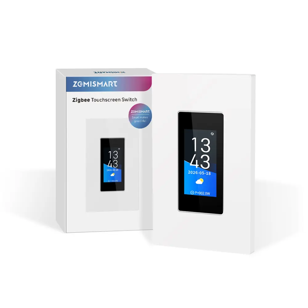 Zigbee Touchscreen Light Switch with Power Monitoring, 2-Gang, Neutral Required, Tuya Zigbee Hub Required, Works with Tuya/Smart Life, Homey, SmartThings, Home Assistant, and Zigbee2MQTT