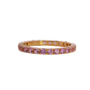 Rose Gold Pink Sapphire Eternity Band, 1.10 CTTW