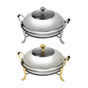 2.5L Round Stainless Steel Chafing Dish Buffet Warmer, Portable with Alcohol Fuel Can for Party Wedding Outdoor Picnic Catering, Home Kitchen Use