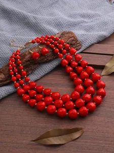 Two-Piece Colorful Boho Acrylic Bead Necklace Earrings Set, Handmade Irregular Ball Jewelry, Party Festival Accessory