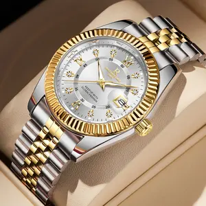 Men's Casual Business Round Dial Analog Quartz Watch with Gold & Silver Bracelet Business Fashion Watches for Daily Wear Birthday Gift Fashionable Wristwatch