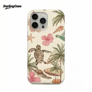 DarlingCase Sea Turtle Stroll Cute Glossy Protective Case for IPhone Case for IPhone17 ProMax 16Pro 15 14 13 12 Durable Silicone Double-layer Protective Cover Gift for Girls