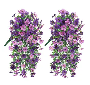 4-Pack Outdoor Artificial Hanging Six Ear Orchid Flowers, Bright Long-Lasting Colors, Indoor & Outdoor Decoration, Perfect for Gardens & Window Sills