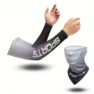 2 in 1 Summer Cooling Ice Silk Accessory Set, Breathable Arm Sleeves + Multi-Functional Neck Gaiter, Lightweight Sun Protective Gear for Cycling Driving Outdoor Activities