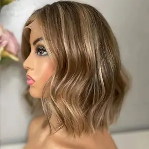 Jessie's Wig [Mamie] Highlight Blonde Wavy Bob Glueless Wig For Women 13x4/5x5 Pre Cut Lace Wig Remy Human Hair