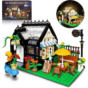 Flowers House Building Set with LED, Garden House Blocks Toy, Build a Greenhouse Model,Great Gift for Friends or Girls(475pcs)