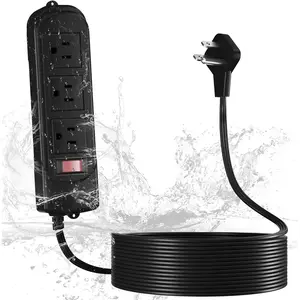 Outdoor Power Strip Weatherproof 6 FT, IPX4  3 Outlets Extension Cord with 45? Flat Plug,Shockproof and Overload Protection,Wall Mountable for Camping, Holiday, Bathroom, Garden,Patio, ETL
