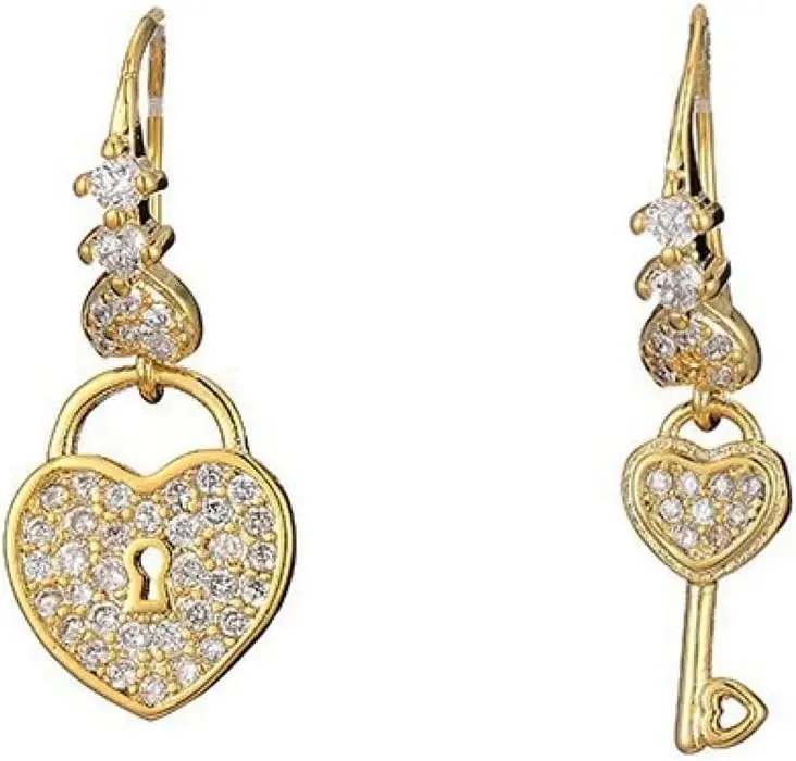 Charming Key Earrings for Women - uniquely Heart Lock Core Design, Durable Alloy, Great for Daily Wear, Parties