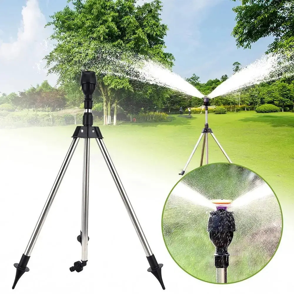 Rotating Tripod Sprinkler, 360° Automatic Rotating Lawn Sprinkler, Telescoping Tripod Water Sprinkler, Large Coverage Garden Yard Lawn Automatic Irrigation System