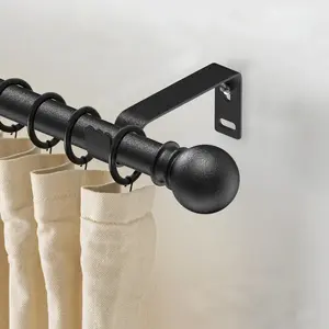 5/8 inch Curtain Rod, Adjustable Diameter Small Curtain Rod Set with Sliding Glass Door, Patio, Bedroom, Kitchen, Black