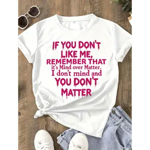 Plus Size WomenS Cotton TShirt with Bold Statement and Round Neck Design Perfect for Spring and Summer Casual Outfits