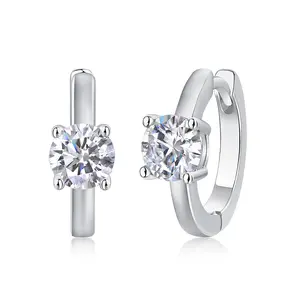 [Hoop] 1CT Synthetic Moissanite Stud Earrings Gifts for Women, 925 Sterling Silver with 7 Layer 18K White Gold Plating Hypoallergenic Geometry Stud Earring, D Color VVS1 Clarity Diamond Earrings