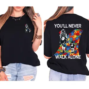 You'll Never Walk Alone Autism Awareness Mom & Son T-shirt, Gift For Wife Shirt, Mother Day Tee graphic print