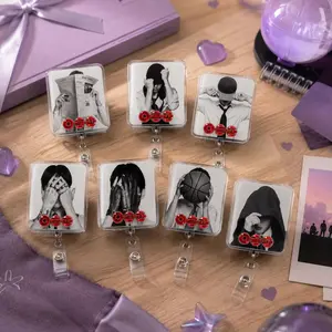 Kpop Badge Reel Holder, Acrylic Retractable ID Badge Clip, Korean Inspired Badge Reel, Cute Nurse Badge Holder