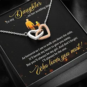 In Loving Memory, Interlocking Hearts Necklace, Birthday, Gift for Wedding Day, Graduation, Birthday, Unique, Necklace for Woman, Grown Up Daughter I’ll always be the one who loves you most. Necklace Jewelry With Meaningful Messages Card & Box