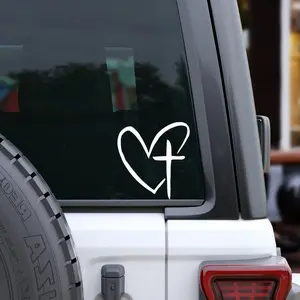 Heart with Cross Decal, Christian Gifts, Religious Car Decal, Spiritual Gifts, Christian Stickers For Laptop, Religious Gifts For Mom