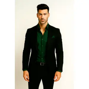 The Noir Emerald – Black Suit with Emerald Green Pop