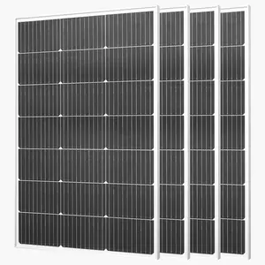VEVOR 4PCS 100W Monocrystalline Solar Panels, 23% High-Efficiency Mono PV Module with Stable MC4 Output & Aluminum Frame, IP65 Waterproof Solar Panel for Car Boat RV Flat Rooftop Off-Grid Applications