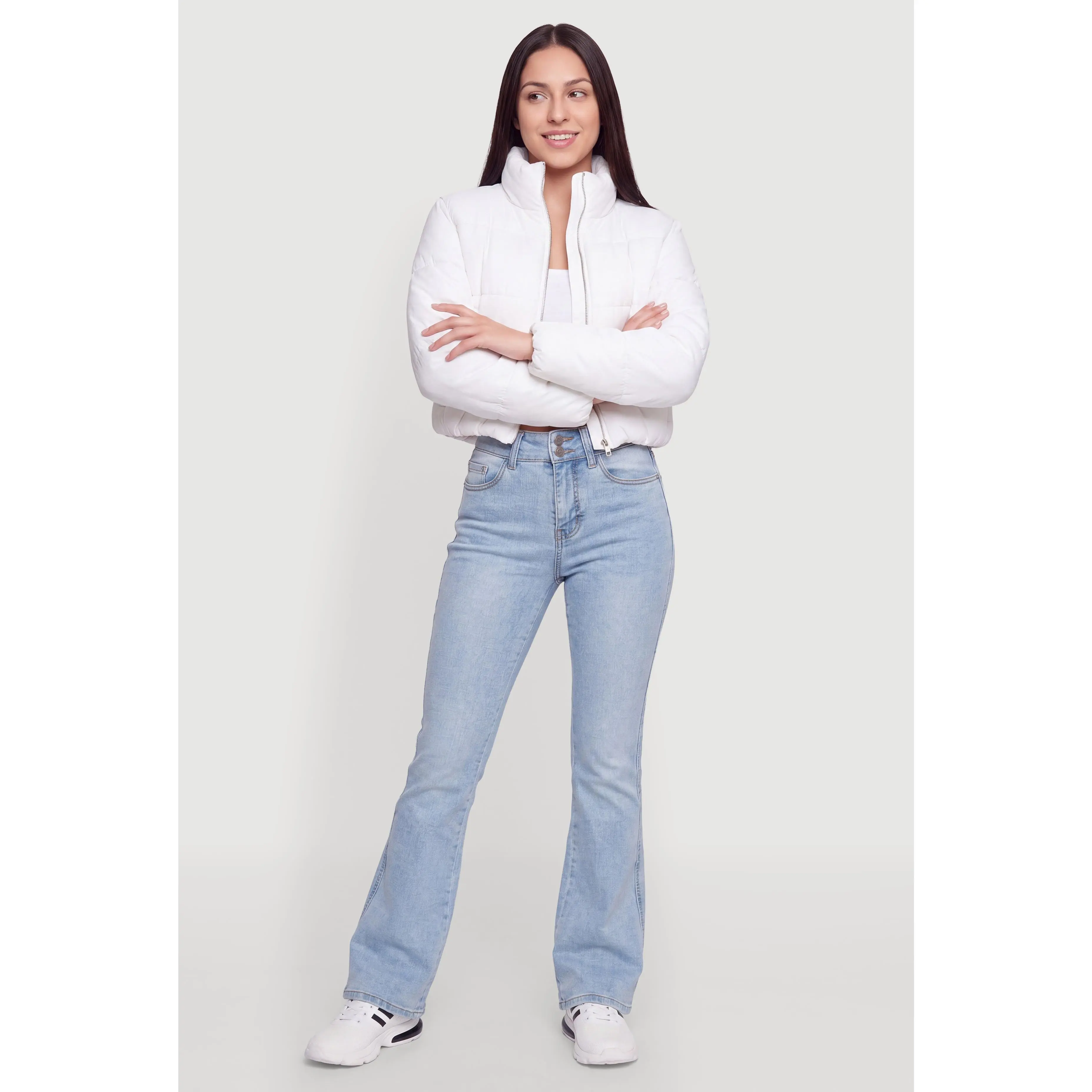 Zip Up Cropped Puffer Jacket