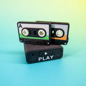 Fidget Cassette Set - Retro Slider Fidget for ADHD Relief Sensory Stress ASMR Anxiety 3D Printed Magnetic Gift with PLAY Button Design United States