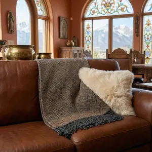 Dark Chocolate and Charcoal Alpaca throw blanket.