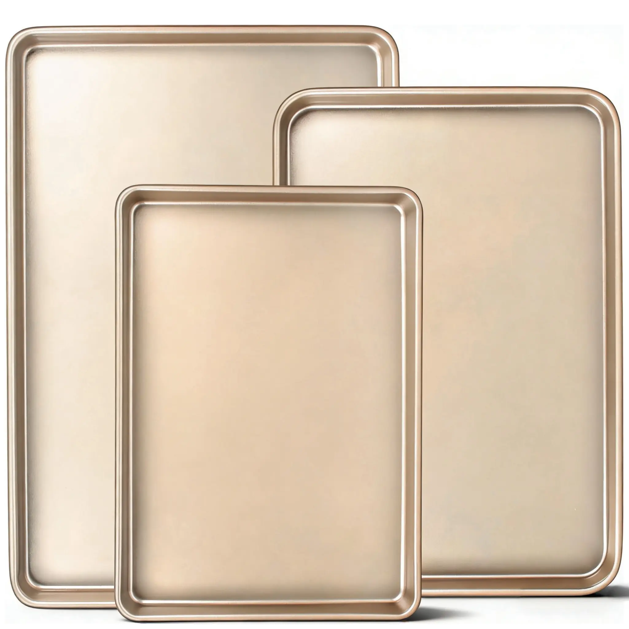 3-piece nonstick baking sheet set, heavy-duty carbon steel cookie sheets, 17.5/15.5/13.5 inches, rustproof and easy release, suitable for baking cookies, fries, and meals, BPA-free, dishwasher safe