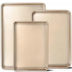 3-piece nonstick baking sheet set, heavy-duty carbon steel cookie sheets, 17.5/15.5/13.5 inches, rustproof and easy release, suitable for baking cookies, fries, and meals, BPA-free, dishwasher safe