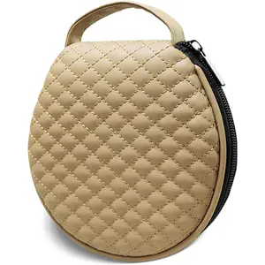 Portable CD Case,20 Capacity Round CD Holder Microfiber Leather DVD Storage Bag CD Wallet Holder Organizer DVD Pouch with Zipper for Car Office Living Room Home Travel(Beige)