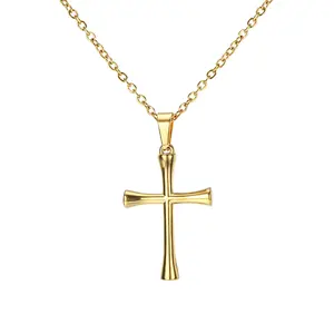GTHIC Minimalist Cross Design Pendant Necklace for Women Daily Wear Mother's Day Gift