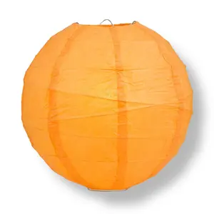 8 Inch Orange Free-Style Ribbing Round Paper Lantern