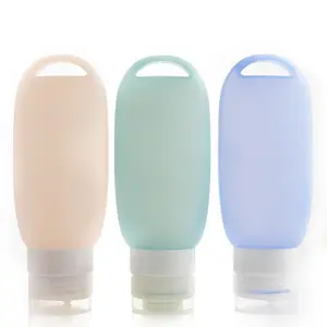 Silicone Travel Bottle Set, 4 Counts/set Leak-proof Squeeze Bottles for Shampoo, Lotion & Liquids, Refillable Containers with Carabiner Clips for Easy Carry, Tin