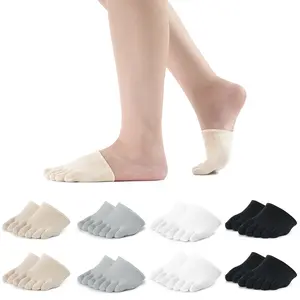 6/8 Pairs Breathable Toe Topper Socks for Women | No Show, Non-Skid Mule & Five Finger Half Socks | Cool & Weird Summer Socks grip socks