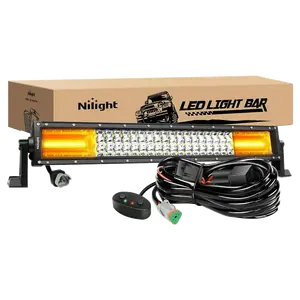 Nilight 22 Inch 270W 13500LM Triple Row Amber White Spot Flood LED Light Bar | 16AWG DT Wire