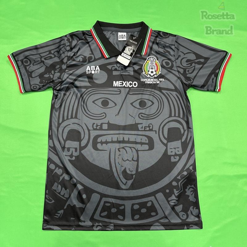 1998 Mexico Soccer National Team Home BLACK Nostalgia Soccer Jersey #2 Suarez #3 Sanchez Classic Breathable Quick Dry Soccer Jersey