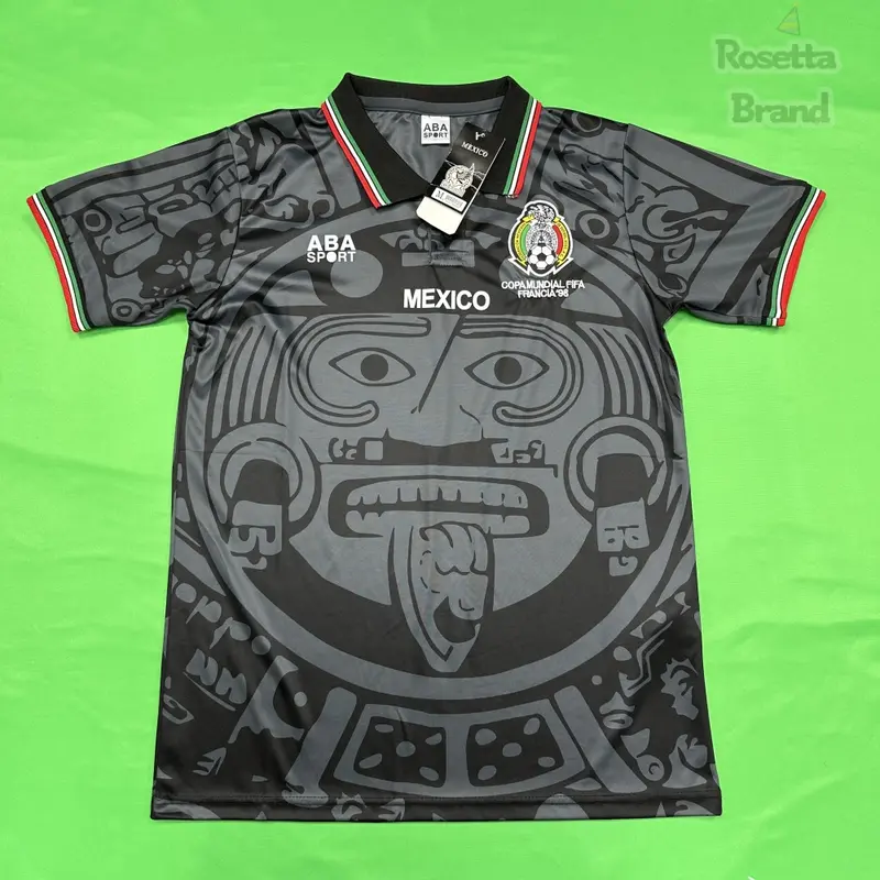 1998 Mexico Soccer National Team Home BLACK Nostalgia Soccer Jersey #2 Suarez #3 Sanchez Classic Breathable Quick Dry Soccer Jersey