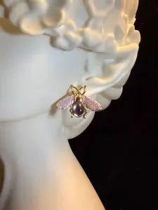 Gemstone Bee Earrings, Whimsical Insect Studs, Retro Style, Simple Fashion, Perfect Gift, Daily Accessory, Party, Holiday