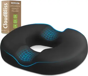 Donut Pillow Stadium Seat Cushion for Tailbone Pain Relief and Hemorrhoids, Memory Foam Seat Chair Cushion, Portable Seat Cushions for Bleachers, Car, Home & Office CloudBliss