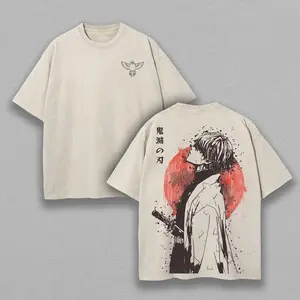 Retro Vintage Limited Zenitsu Agatsuma Demon Slayer Anime Double Printed Washed Tee Unisex Oversize Anime Manga Washed Lightweight Cotton T-Shirt Gift For Anime Fan Casual Style