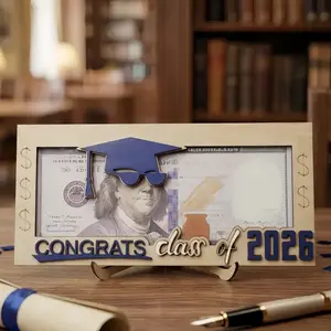 Class of 2026 Graduation Photo Frame Unique Gift for Son Daughter Wooden Graduation Cap Keepsake Display Creative Card Holder