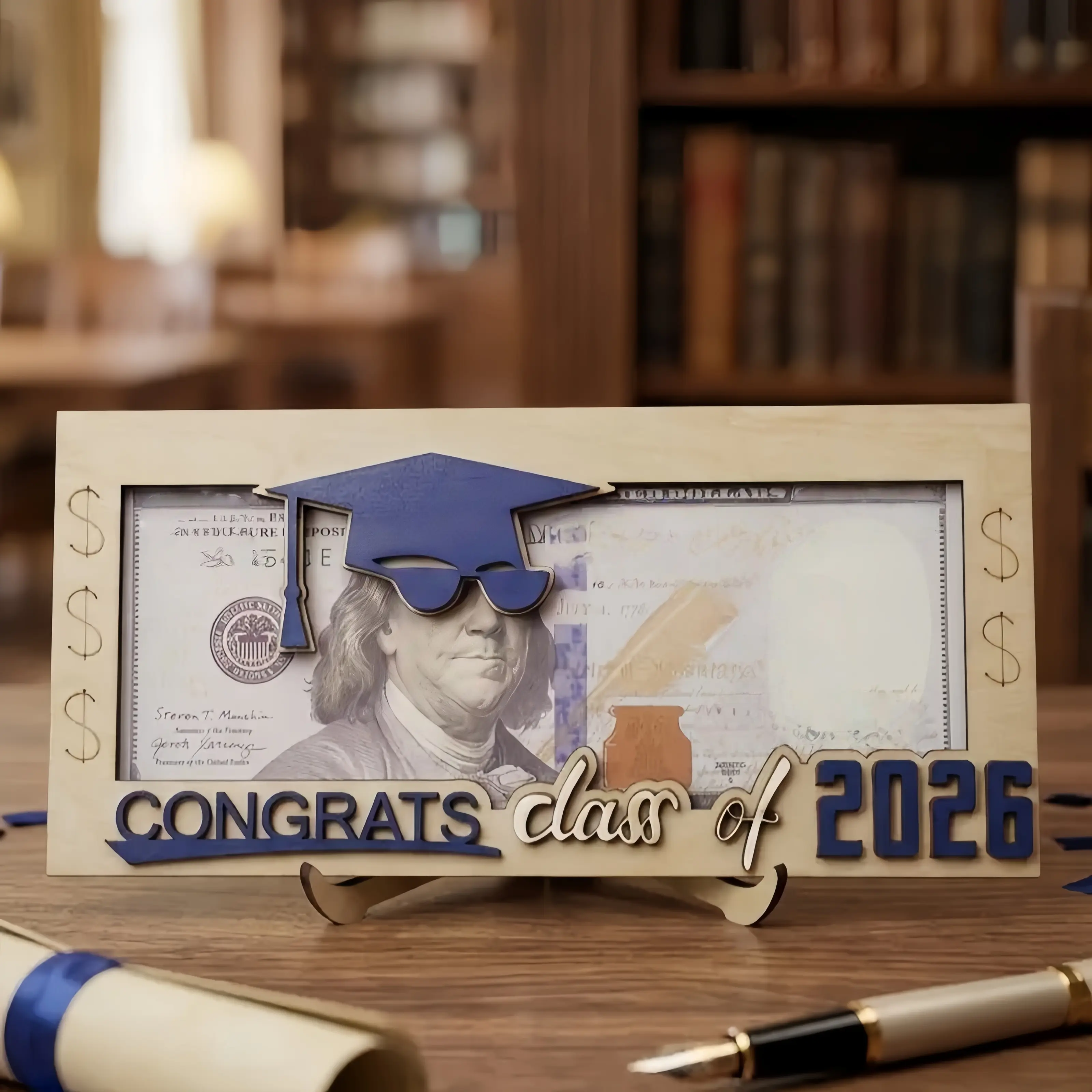 Wooden Picture Frames, 2026 Graduation Cap Keepsake Display, Unique DIY Card Holder Gift for Son or Daughter