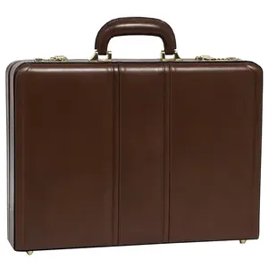 212 MAIN McKlein Coughlin 80464 Brown Oil-Tanned Full-Grain Leather Expandable Size Attache Case with Combination Lock