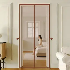 Magnetic Screen Door with Powerful Magnets, Self-Sealing and Hands-Free Entry, Durable Fiberglass Mesh, Pet Friendly, Scratch-Resistant | Insect Barrier Door | Coffee Brown Mesh Partition Door Curtain