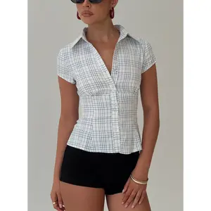 Cottesloe Blouse Top Blue Check